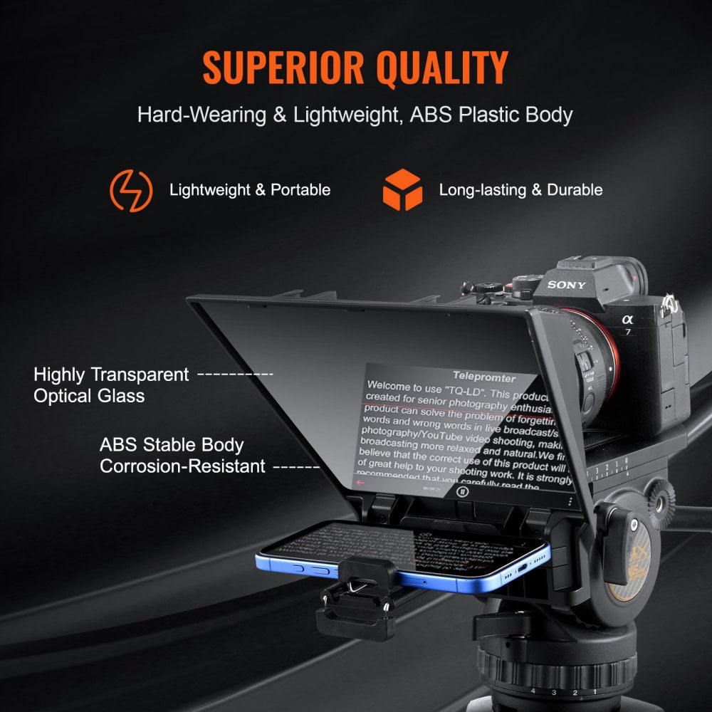 8`` Portable Teleprompter Remote for Webcam Smartphone Live Streaming
