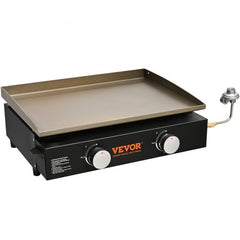 Commercial Griddle, 22.4" Heavy Duty Manual Flat Top Griddle, Countertop Gas Grill with Non-Stick Cooking Plate, Steel LPG Gas Griddle, H-Shaped Burner Restaurant Portable Grill, 22,000 BTU