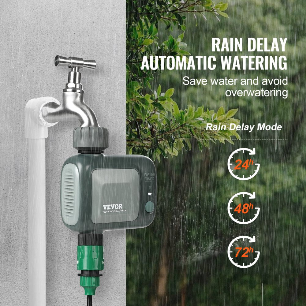 WiFi Sprinkler Timer, Single Outlet, Smart Hose Faucet Water Timer with Brass Inlet, APP Control via 2.4Ghz WiFi or Bluetooth, Voice Control with Alexa Google Assistant, IPX6 for Yard Watering