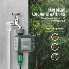 WiFi Sprinkler Timer, Single Outlet, Smart Hose Faucet Water Timer with Brass Inlet, APP Control via 2.4Ghz WiFi or Bluetooth, Voice Control with Alexa Google Assistant, IPX6 for Yard Watering