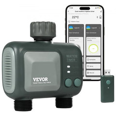 WiFi Sprinkler Timer, 2 Outlets, Smart Hose Faucet Water Timer with Brass Inlet, APP Control via 2.4Ghz WiFi or Bluetooth, Voice Control with Alexa and Google Assistant, IPX6 for Yard Watering