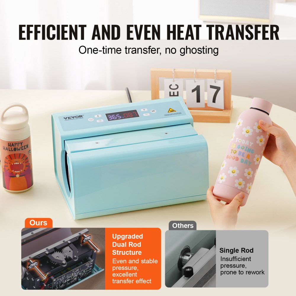 Blue Bostome auto tumbler heat press machine with digital display and dual rod structure for 11-30oz sublimation.