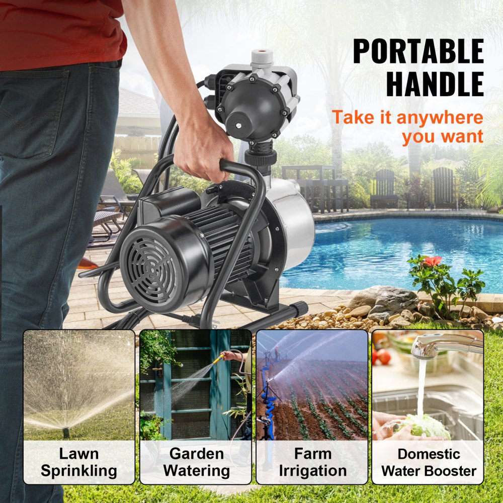 Shallow Well Pump Portable Jet Pump w/ Auto Controller 1HP 1200GPH 164ft