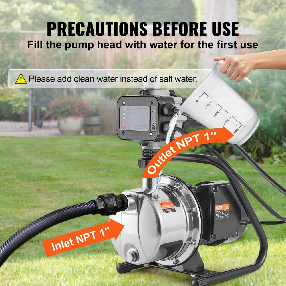 Shallow Well Pump Portable Jet Pump w/ Auto Controller 1HP 1200GPH 164ft