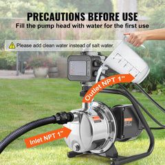 Shallow Well Pump Portable Jet Pump w/ Auto Controller 1HP 1200GPH 164ft