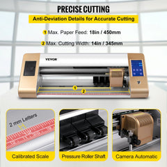 Bostome 18-inch vinyl cutter plotter with automatic camera contour cutting, 18-inch max feed, and 14-inch cutting width.