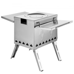Tent Wood Stove 18.1x15x27.2 inch, Camping Wood Stove 304 Stainless Steel With Folding Pipe, Portable Wood Stove 113 inch Total Height For Camping, Tent Heating, Hunting, Outdoor Cooking