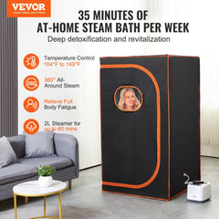 Portable Steam Sauna Tent Full Size, 1000W Personal Sauna Blanket Kit for Home Spa, Detoxify & Soothing Heated Body Therapy, Time & Temperature Remote Control With Floor  Mat