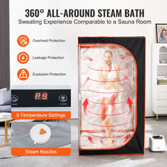 Portable Steam Sauna Tent Full Size, 1000W Personal Sauna Blanket Kit for Home Spa, Detoxify & Soothing Heated Body Therapy, Time & Temperature Remote Control With Floor  Mat
