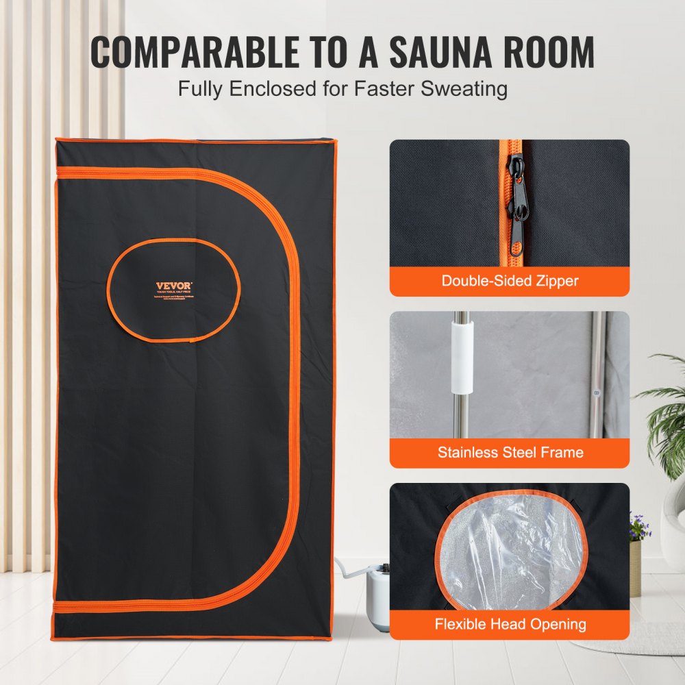 Portable Steam Sauna Tent Full Size, 1000W Personal Sauna Blanket Kit for Home Spa, Detoxify & Soothing Heated Body Therapy, Time & Temperature Remote Control With Floor  Mat