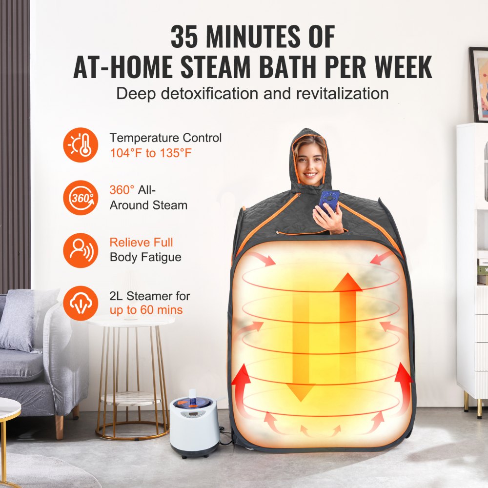 Portable Steam Sauna Tent 1200W Personal Spa Loss Weight Detox Therapy