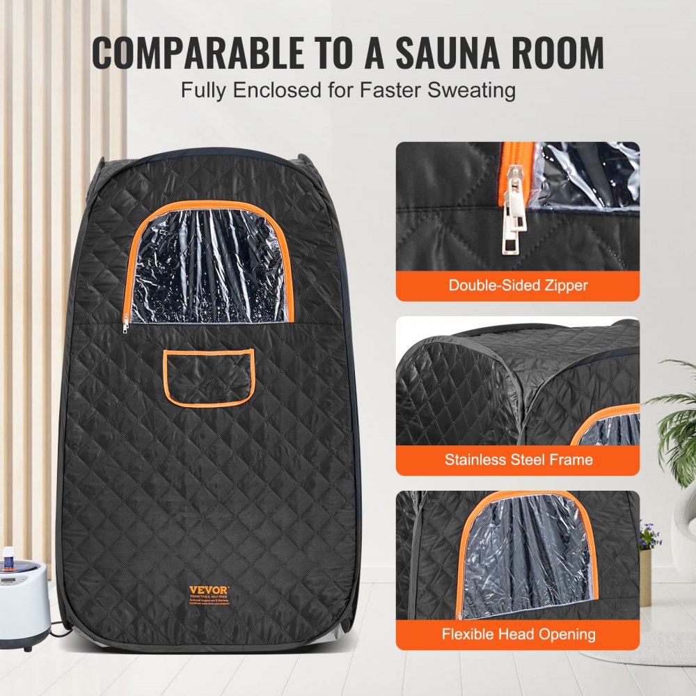 1200W Personal Steam Sauna Tent Loss Weight Detox Therapy Spa Compact