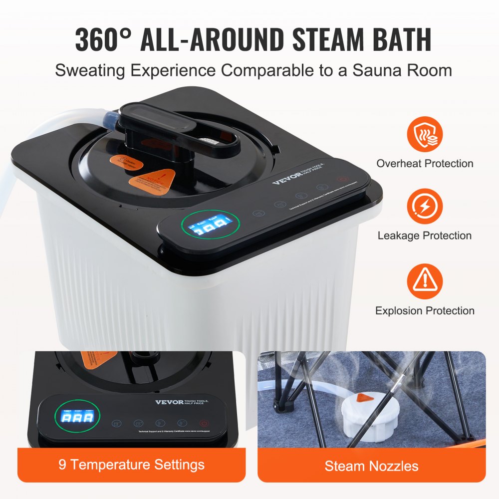 Portable Steam Sauna Tent Full Size 1600W Personal Sauna Blanket W/ Chair