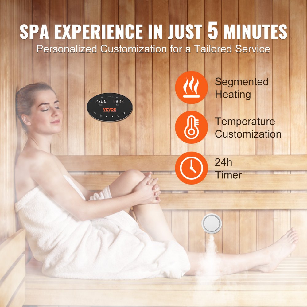 Steam Shower Generator, 10.5 kW, Segmented Heating & Temperature Customization & 24h Timer Steam Bath Kit, Automatic Drainage Luxury Home Steam Shower System, Acrylic Room Max. 355 Cu. Ft.
