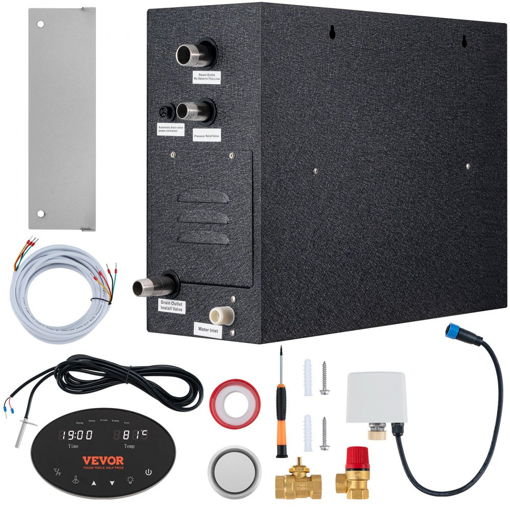Steam Shower Generator, 10.5 kW, Segmented Heating & Temperature Customization & 24h Timer Steam Bath Kit, Automatic Drainage Luxury Home Steam Shower System, Acrylic Room Max. 355 Cu. Ft.