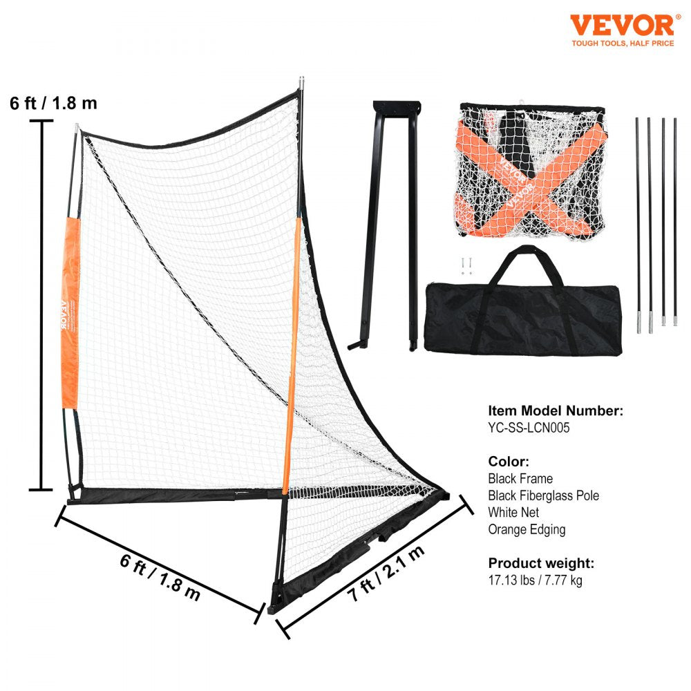 Lacrosse Goal, 6` x 6` Lacrosse Net, Portable Lacrosse Goal with Carry Bag, Fiberglass Rod Backyard Lacrosse Training Equipment, Easy Setup Collegiate Goal, Perfect for Youth Adult Training