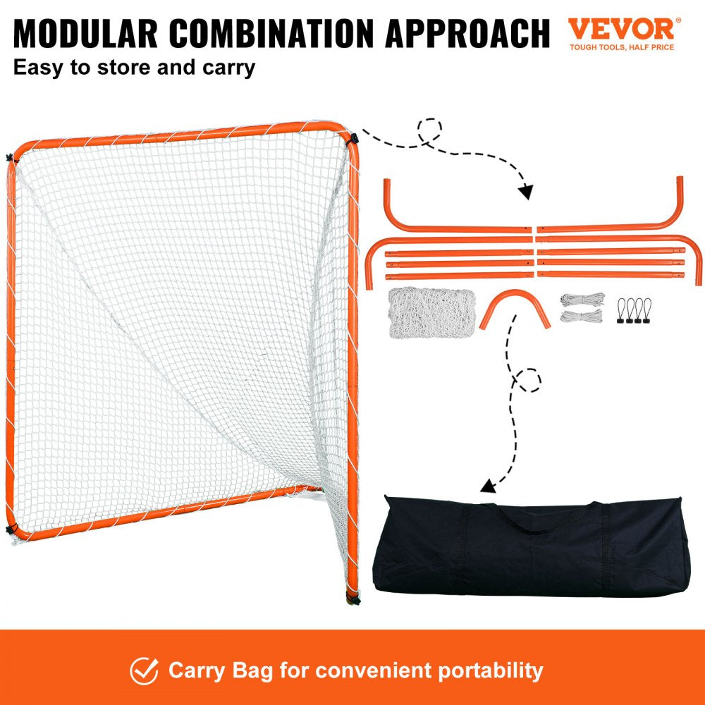 Lacrosse Goal, 6` x 6` Lacrosse Net, Steel Frame Backyard Lacrosse Training Equipment, Portable Lacrosse Goal with Carry Bag, Quick & Easy Setup, Perfect for Youth Adult Training, Orange