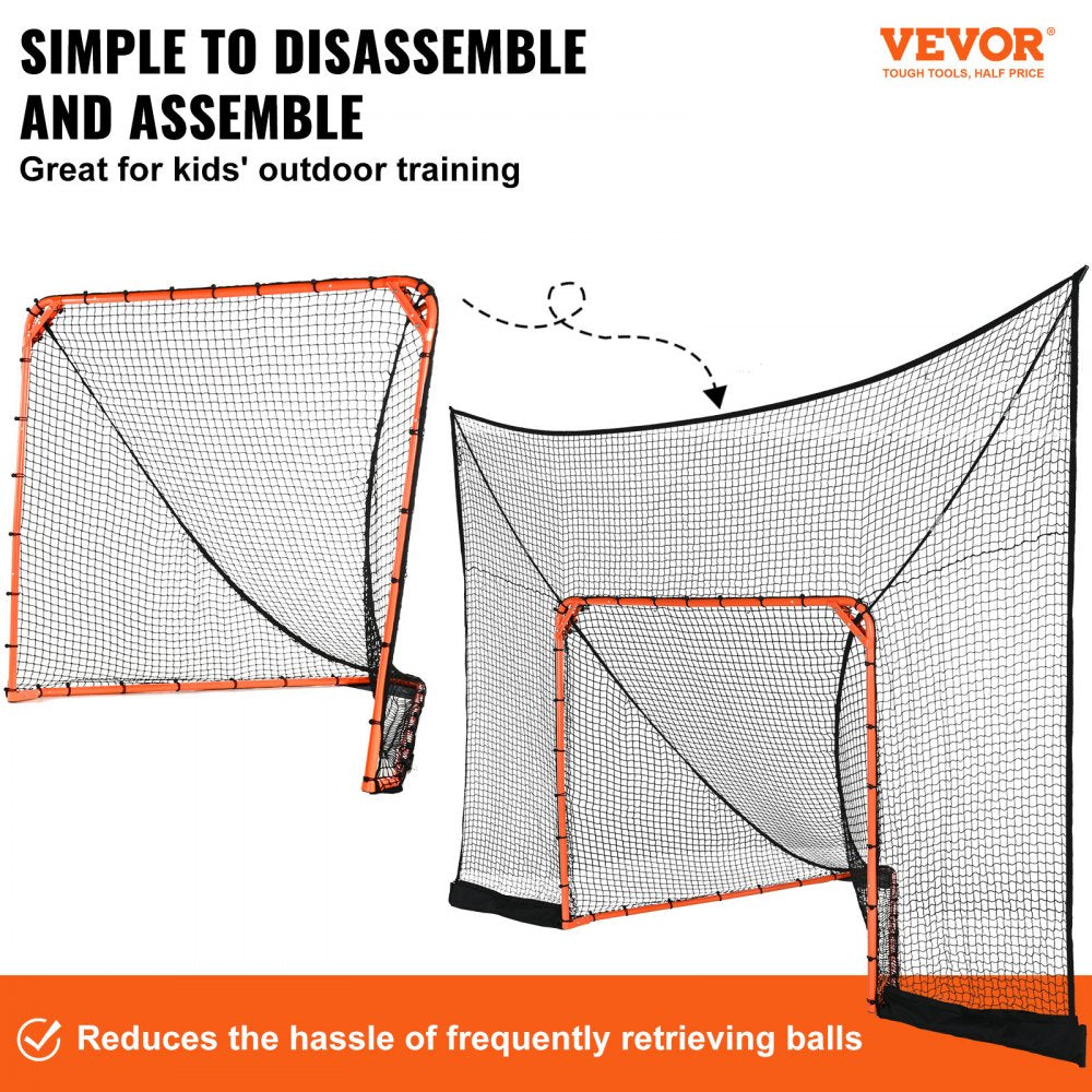 Hockey and Lacrosse Goal Backstop with Extended Coverage, 12` x 9` Lacrosse Net, Complete Accessories Training Net, Quick Easy Setup Backyard Lacrosse Equipment, Perfect for Youth Adult Training