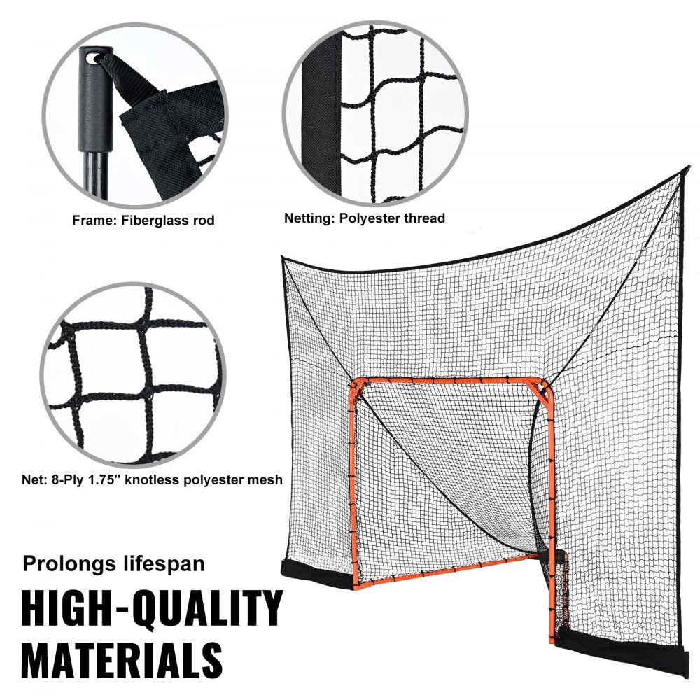 Hockey and Lacrosse Goal Backstop with Extended Coverage, 12` x 9` Lacrosse Net, Complete Accessories Training Net, Quick Easy Setup Backyard Lacrosse Equipment, Perfect for Youth Adult Training