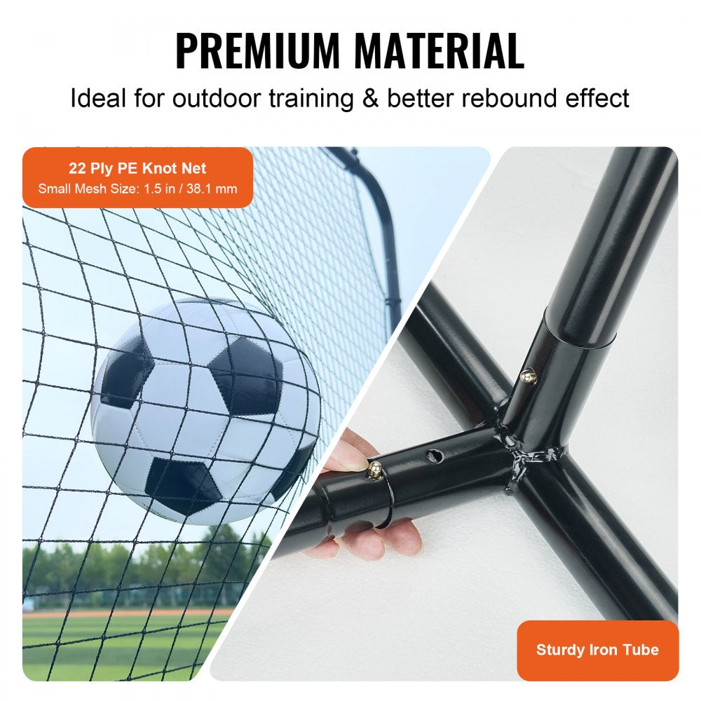 Bostome 12x6FT soccer rebounder net with durable iron frame and high-strength PE netting.