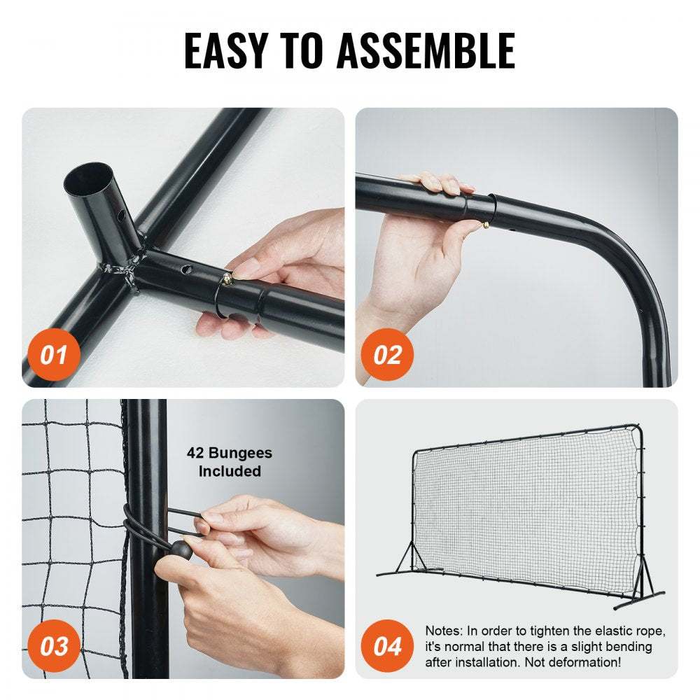 Bostome 12x6FT soccer rebounder net with durable iron frame and high-strength PE netting.