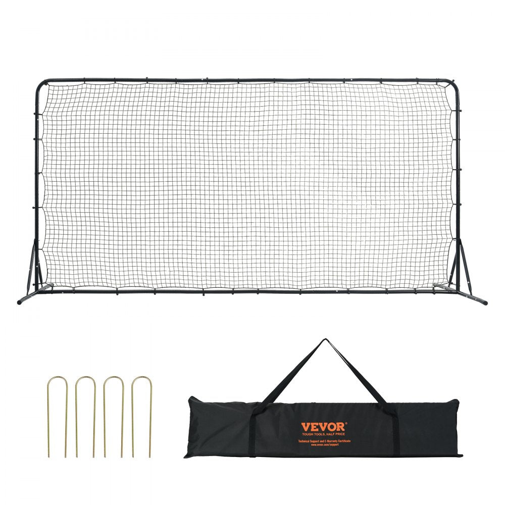 Bostome 12x6FT soccer rebounder net with durable iron frame and high-strength PE netting.