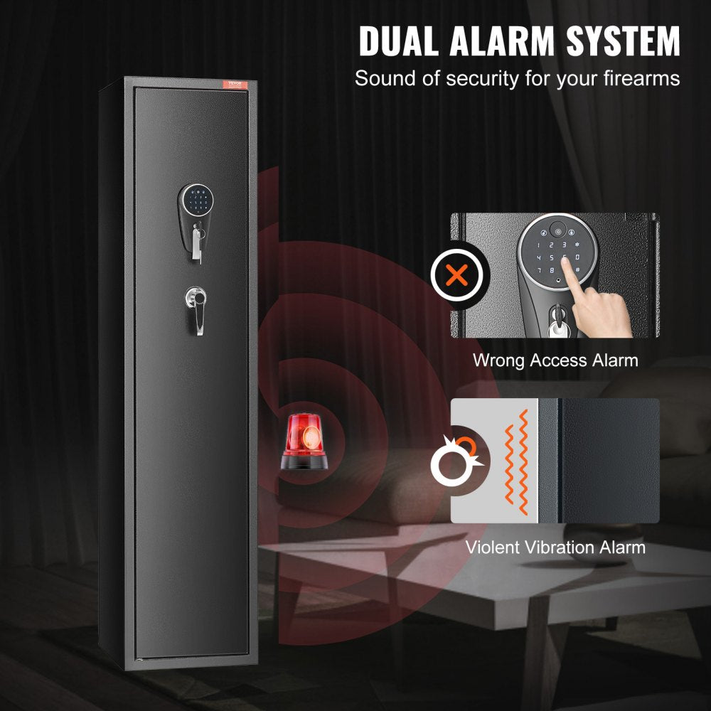 6 Rifles Gun Safe, Rifle Safe with Digital Keypad & Lock, Gun Storage Cabinet for Shotguns with Built-in Storage Locker, Removable Storage Shelf for Home Long Gun and Pistols