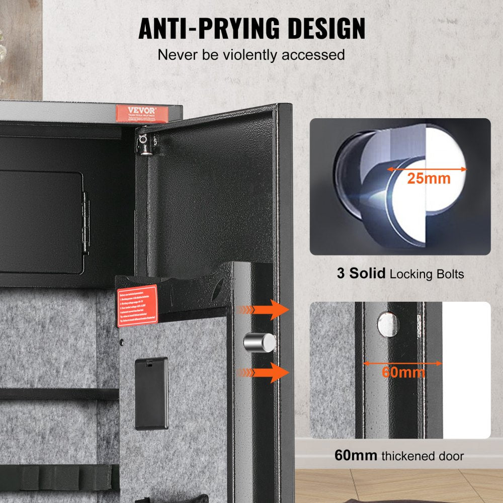 5 Rifles Gun Safe, Rifle Safe with Digital Keypad & Lock, Gun Storage Cabinet with Built-in Storage Locker, Removable Storage Shelf for Home Long Gun and Pistols