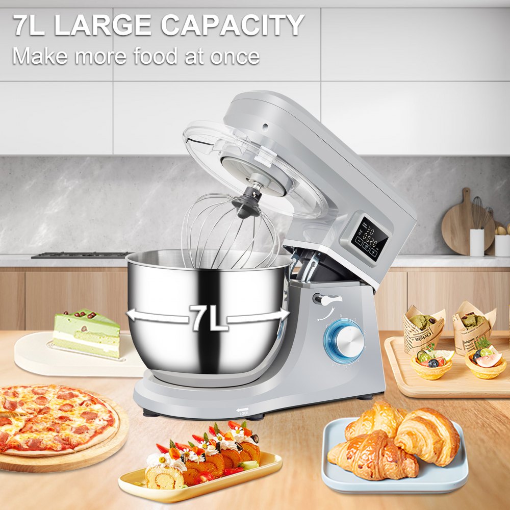 450W Stand Mixer 6-Speed Tilt-Head Dough Mixer 7.4 Qt Bowl 3 Attachments