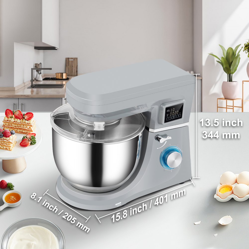 450W Stand Mixer 6-Speed Tilt-Head Dough Mixer 7.4 Qt Bowl 3 Attachments