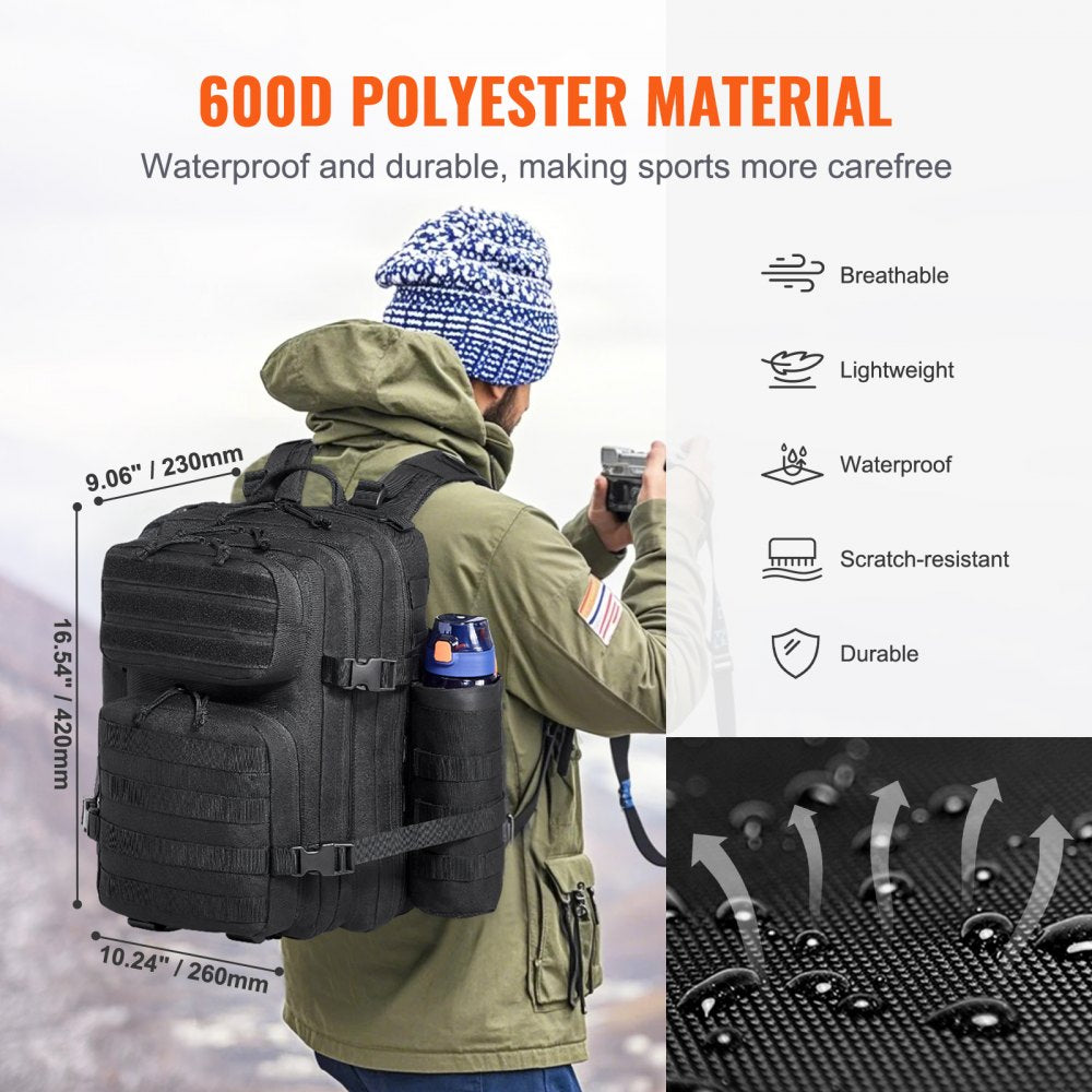 Tactical Backpack 25L Military Backpack with Molle Mode & 3 Compartments