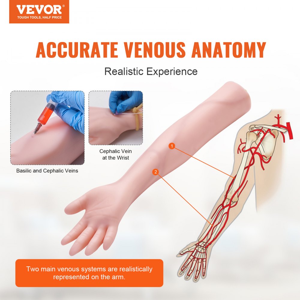 Phlebotomy Practice Kit, IV Venipuncture Intravenous Training Kit, High Simulation IV Practice Arm Kit with Carrying Bag, Practice and Perfect IV Skills, for Students Nurses and Professionals