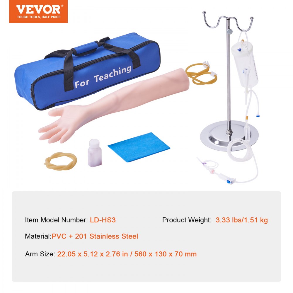 Phlebotomy Practice Kit, IV Venipuncture Intravenous Training Kit, High Simulation IV Practice Arm Kit with Carrying Bag, Practice and Perfect IV Skills, for Students Nurses and Professionals