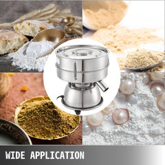 Automatic Sieve Shaker Included 12 Mesh + 80 Mesh Flour Sifter Electric Vibrating Sieve Machine 110V 50W Sifter Shaker Machine 1150 r/min for Rice & Herbal Powder Particles
