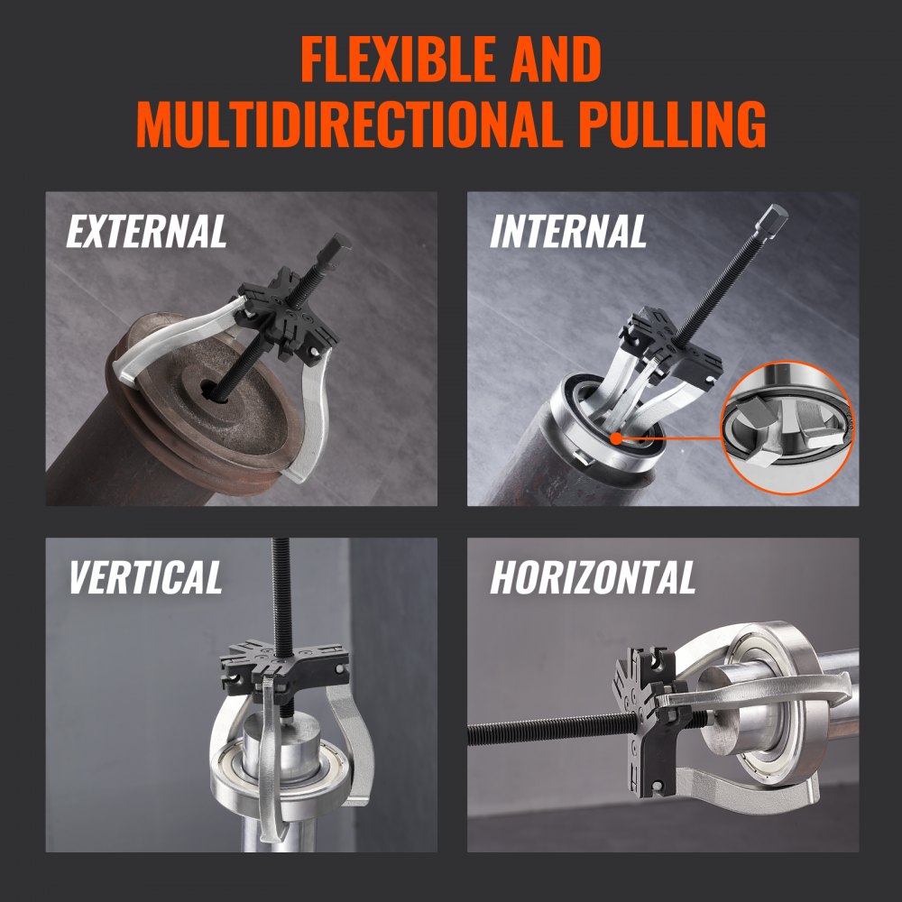 Gear Puller Set, 3" and 7" Puller Kit, 3 Jaw Gear Bearing Flywheel Pulley Removal Tool, 2 or 3 Reversible Jaws Wheel Puller, Vertically and Horizontally, External and Internal, 2-Piece