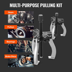 Gear Puller Set, 3" and 7" Puller Kit, 3 Jaw Gear Bearing Flywheel Pulley Removal Tool, 2 or 3 Reversible Jaws Wheel Puller, Vertically and Horizontally, External and Internal, 2-Piece