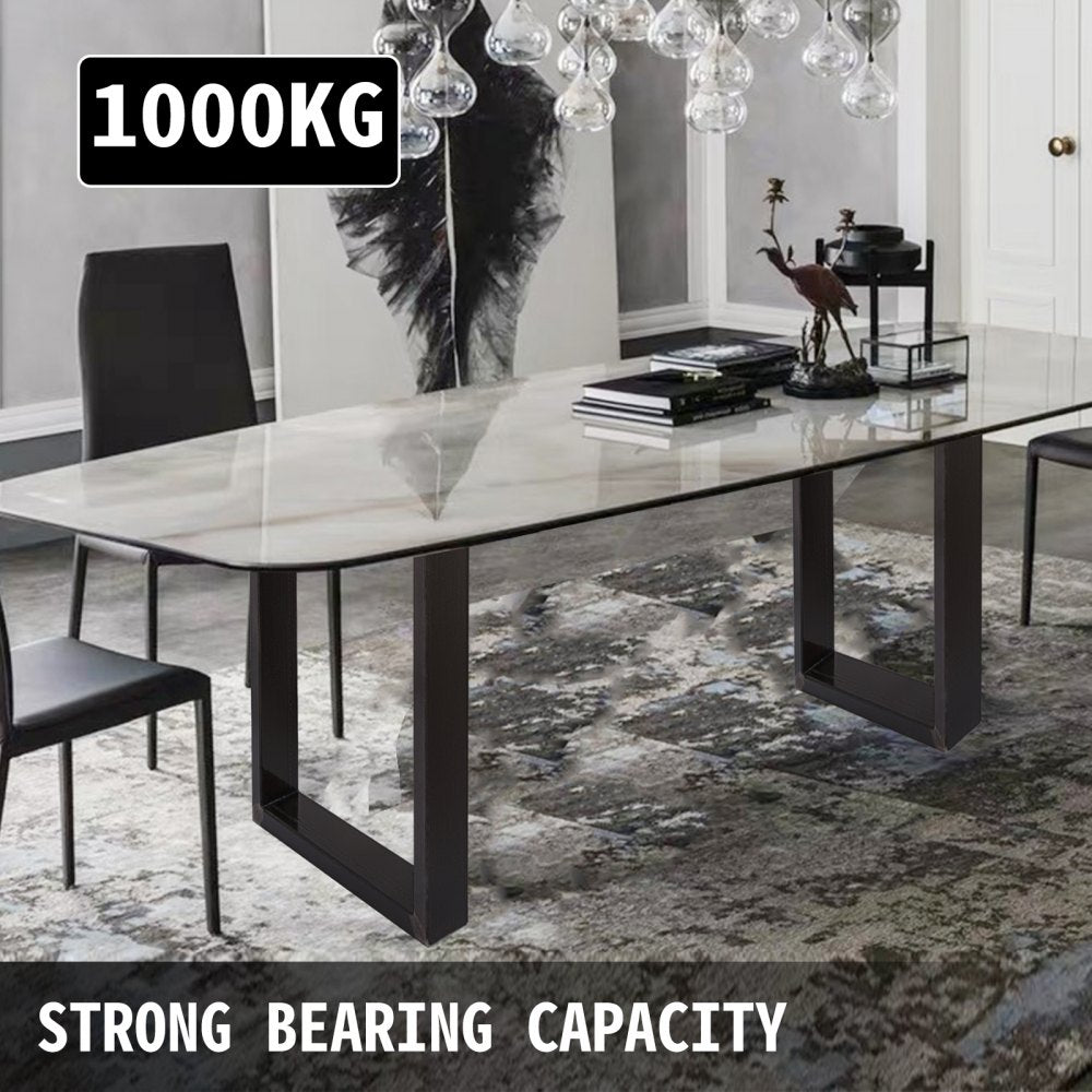 Set of 2 Steel Table Legs, 28``Height 23``Wide Dining Table Legs, Heavy Duty 3.1" Square Box Section Square Table Legs, 28x23x3.1 Inch Original Color Industrial Country Style Metal Dining Legs