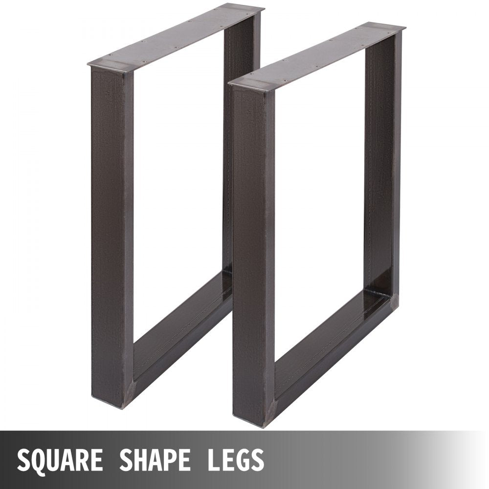 Set of 2 Steel Table Legs, 28``Height 23``Wide Dining Table Legs, Heavy Duty 3.1" Square Box Section Square Table Legs, 28x23x3.1 Inch Original Color Industrial Country Style Metal Dining Legs