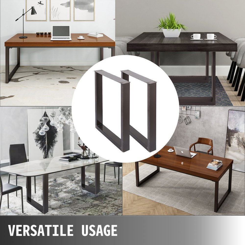 Set of 2 Steel Table Legs, 28``Height 23``Wide Dining Table Legs, Heavy Duty 3.1" Square Box Section Square Table Legs, 28x23x3.1 Inch Original Color Industrial Country Style Metal Dining Legs