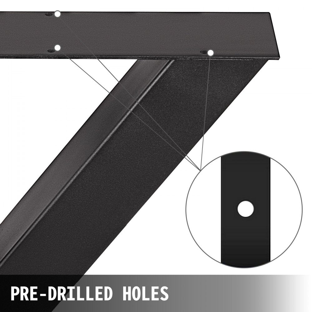 Set of 2 Steel Table Legs, 28``Height 30``Wide Dining Table Legs, Heavy Duty 3.1" Square Box Section X Frame Table Legs, 28x30x3.1 Inch Black Color Industrial Country Style Metal Dining Legs