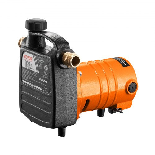Cast Iron Water Transfer Pump, 115V AC 1600 GPH 1/2HP, Portable Electric Utility Pump with Carbon Brush, Filter, Brass Connectors, for Garden, Rain Barrel, Pool, Pond, Hot Tub, Aquarium Draining