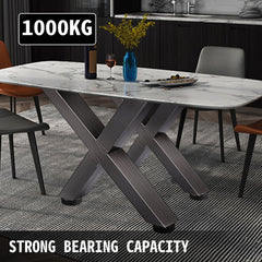 Set of 2 Steel Table Legs, 28``Height 24``Wide Dining Table Legs, Heavy Duty 3.1" Square Box Section X Frame Table Legs, 28x24x3.1 Inch Original Color Industrial Country Style Metal Dining Legs