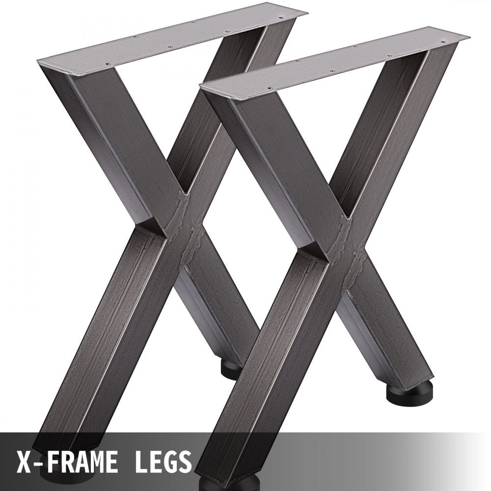 Set of 2 Steel Table Legs, 28``Height 24``Wide Dining Table Legs, Heavy Duty 3.1" Square Box Section X Frame Table Legs, 28x24x3.1 Inch Original Color Industrial Country Style Metal Dining Legs