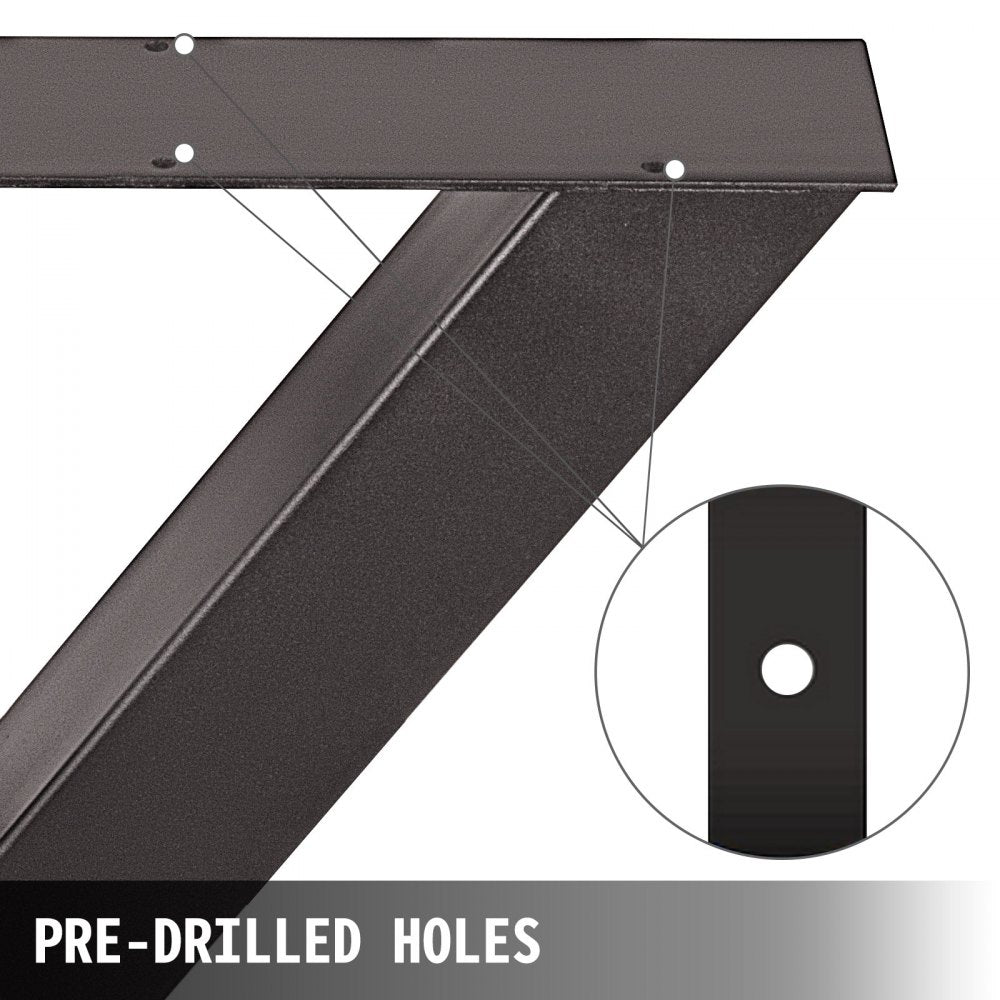 Set of 2 Steel Table Legs, 28``Height 24``Wide Dining Table Legs, Heavy Duty 3.1" Square Box Section X Frame Table Legs, 28x24x3.1 Inch Original Color Industrial Country Style Metal Dining Legs