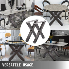 Set of 2 Steel Table Legs, 28``Height 24``Wide Dining Table Legs, Heavy Duty 3.1" Square Box Section X Frame Table Legs, 28x24x3.1 Inch Original Color Industrial Country Style Metal Dining Legs