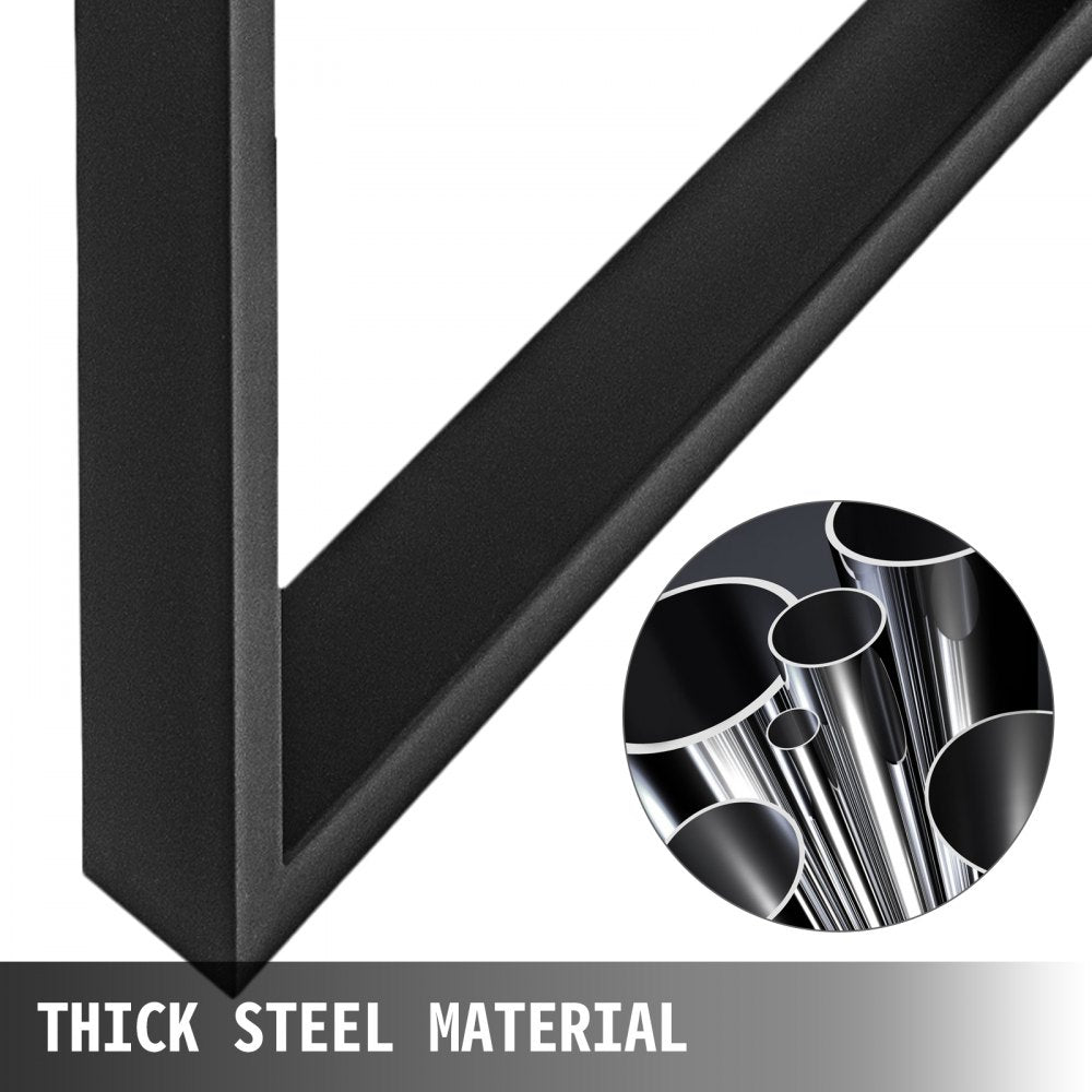 Set of 2 Steel Table Legs, 28``Height 27``Wide Dining Table Legs, Heavy Duty 3.1" Width Box Section Square Table Legs, 28x27x3.1 Inch Black Color Industrial Country Style Metal Dining Legs