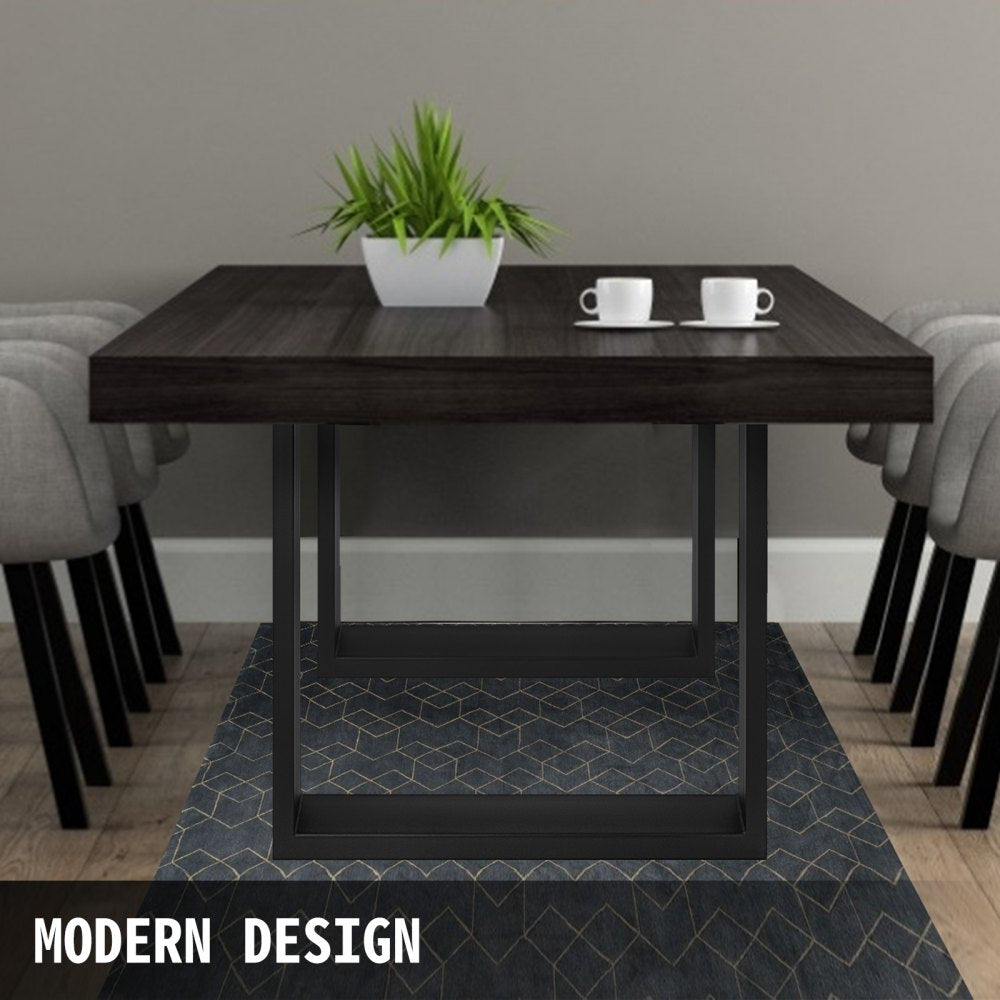 Set of 2 Steel Table Legs, 28``Height 27``Wide Dining Table Legs, Heavy Duty 3.1" Width Box Section Square Table Legs, 28x27x3.1 Inch Black Color Industrial Country Style Metal Dining Legs
