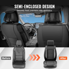 Seat Covers, Universal Car Seat Covers Full Set Seats, Front and Rear Seat, 9pcs Faux Leather Seat Cover, Semi-enclosed Design, Detachable Headrest and Airbag Compatible, for Most Car SUV Truck