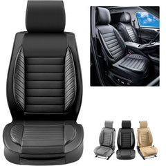Seat Covers, Universal Car Seat Covers Front Seats, 2pcs Faux Leather Seat Cover, Semi-enclosed Design, Detachable Headrest and Airbag Compatible, for Most Cars SUVs and Trucks Black