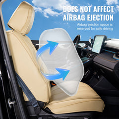 Seat Covers, Universal Car Seat Covers Front Seats, 6pcs Faux Leather Seat Cover, Full Enclosed Design, Detachable Headrest and Airbag Compatible, for Most Cars SUVs and Trucks Beige